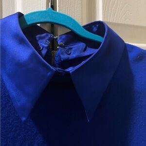 Alice + Olivia Royal Blue Collared Crop Top